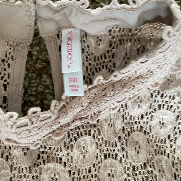 BOGO Xhilaration Tan Cream High Neck Lace Detailing Lined Dress XXL - Picture 3 of 4